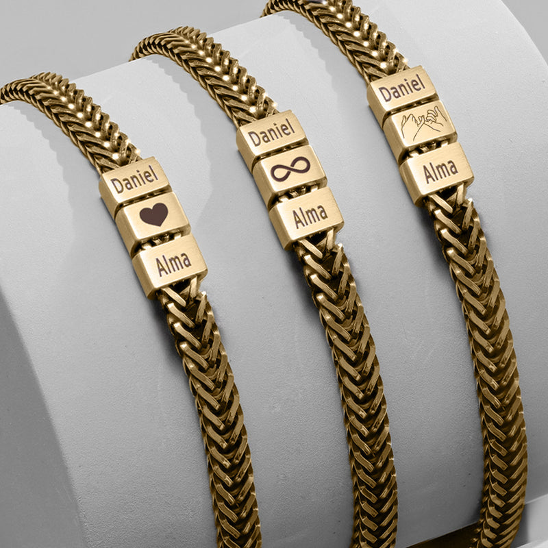 Forever Yours: Men's Engraved Bracelet - Gold