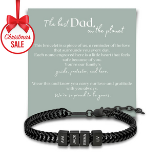 Dan Bracelet - Dad Bracelet with kid's names - Black