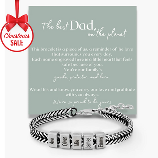 Dan Bracelet - Dad Bracelet with kid's names - Silver