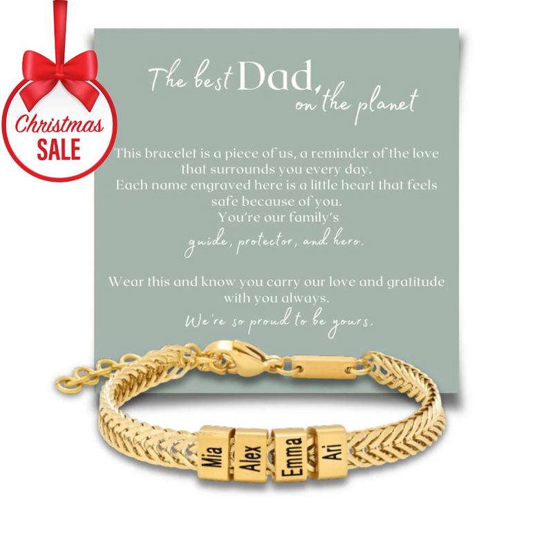 Dan Bracelet - Dad Bracelet with kid's names - Gold