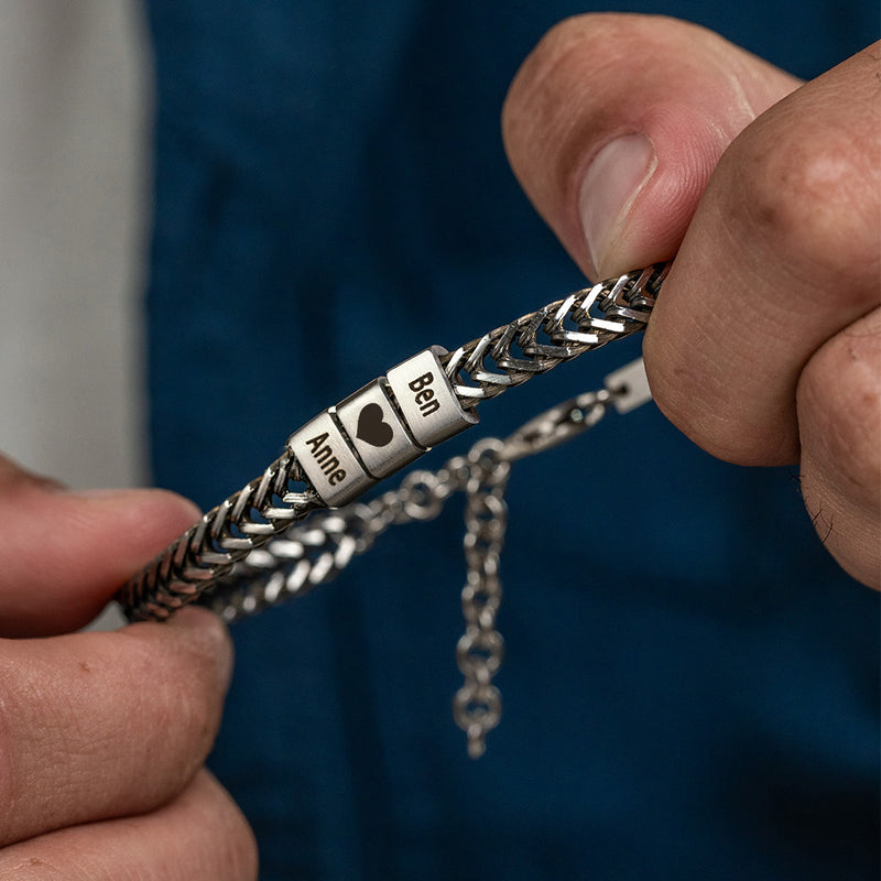 Forever Yours: Men's Engraved Bracelet - Silver