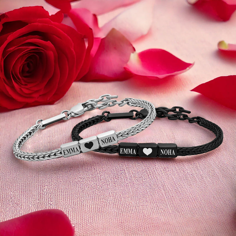 Forever Yours: Couple's Jewelry Set - Silver & Black