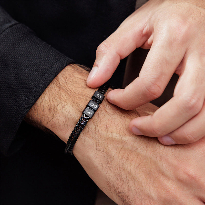 Forever Yours: Men's Engraved Bracelet - Black