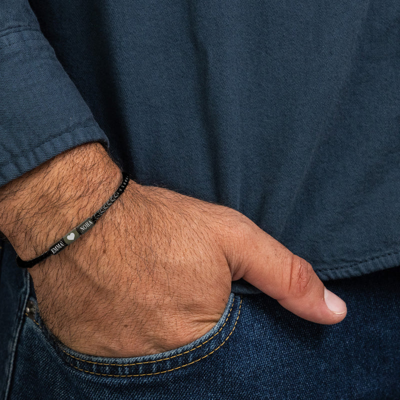 Together Forever: Men's Engraved Bracelet - Black