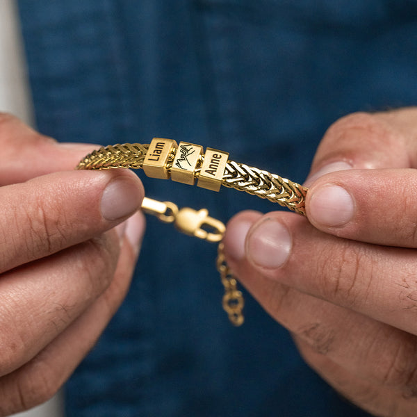 Forever Yours: Men's Engraved Bracelet - Gold