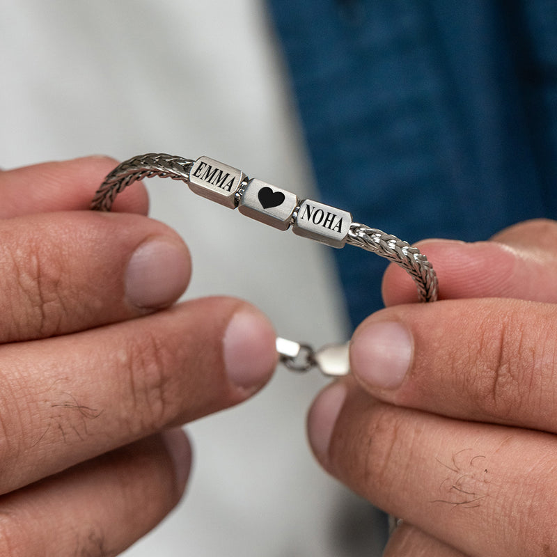 Together Forever: Men's Engraved Bracelet - Silver