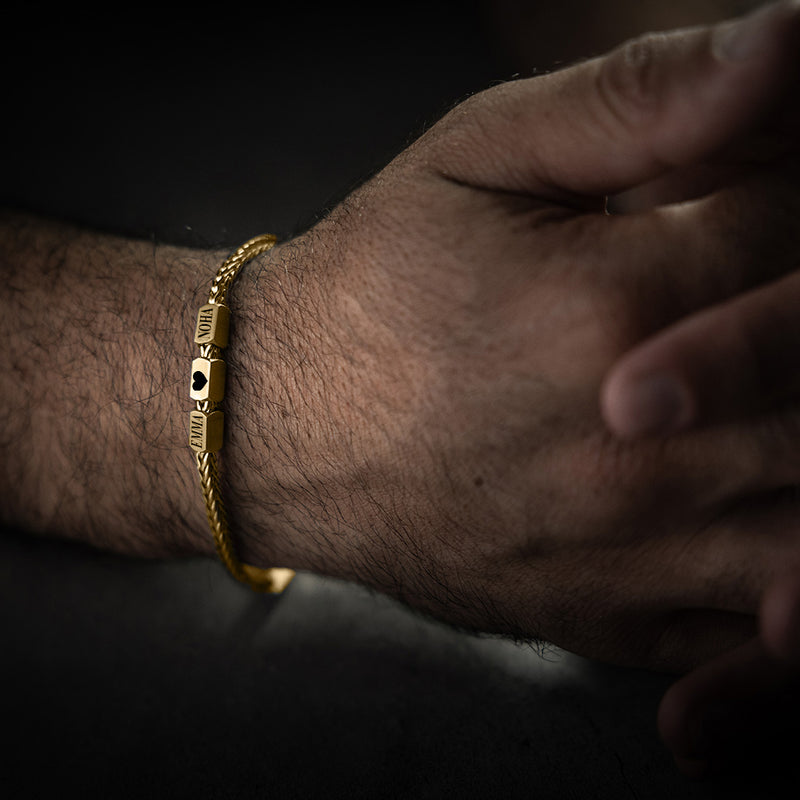 Together Forever: Men's Engraved Bracelet - Gold