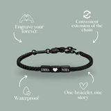 Together Forever: Men's Engraved Bracelet - Black