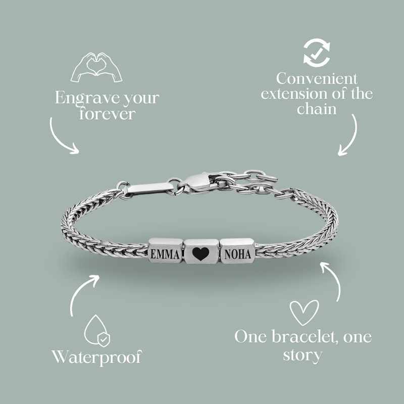 Together Forever: Men's Engraved Bracelet - Silver