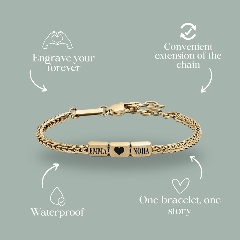 Together Forever: Men's Engraved Bracelet - Gold