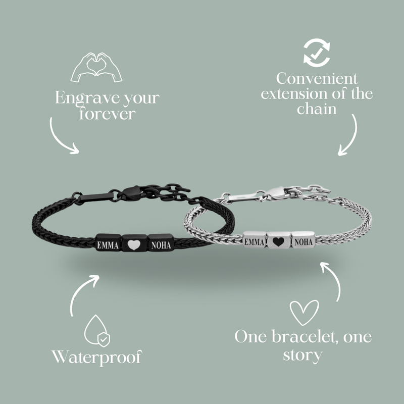 Forever Yours: Couple's Jewelry Set - Silver & Black