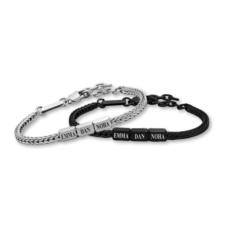 Mom & Dad's Pride: Engraved Jewelry Set - Silver & Black