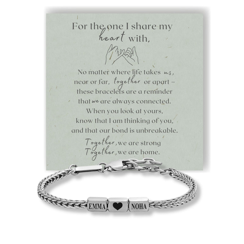 Together Forever: Men's Engraved Bracelet - Silver