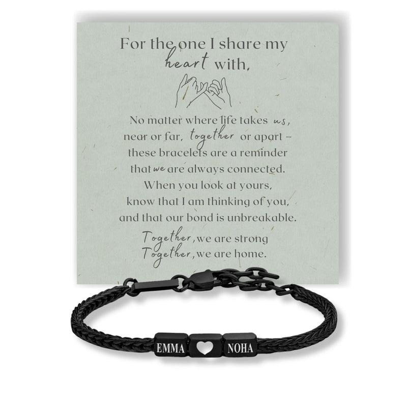 Together Forever: Men's Engraved Bracelet - Black