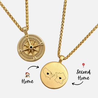 Two-homes Engraved Necklace - Gold