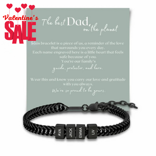 Dan Bracelet - Dad Bracelet with kid's names - Black