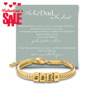 Dan Bracelet - Dad Bracelet with kid's names - Gold