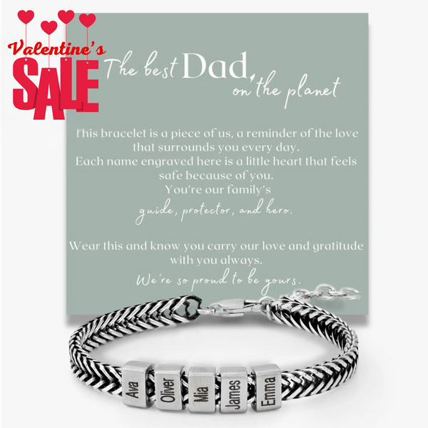 Dan Bracelet - Dad Bracelet with kid's names - Silver