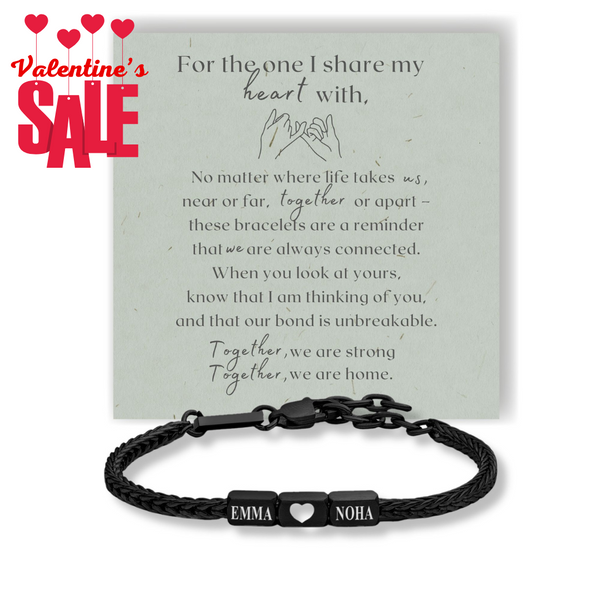 Together Forever: Men's Engraved Bracelet - Black