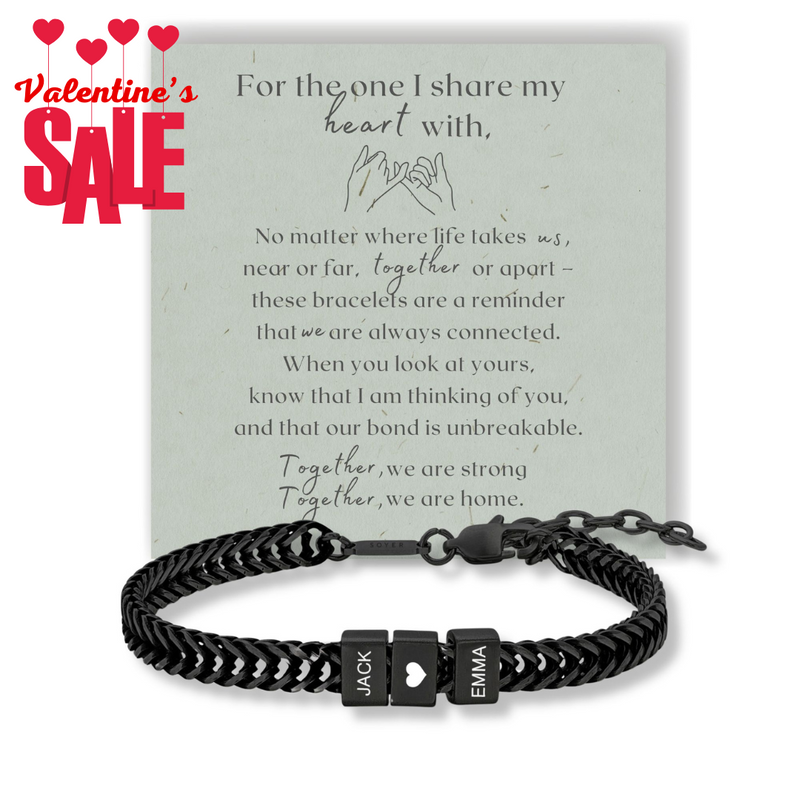 Forever Yours: Men's Engraved Bracelet - Black